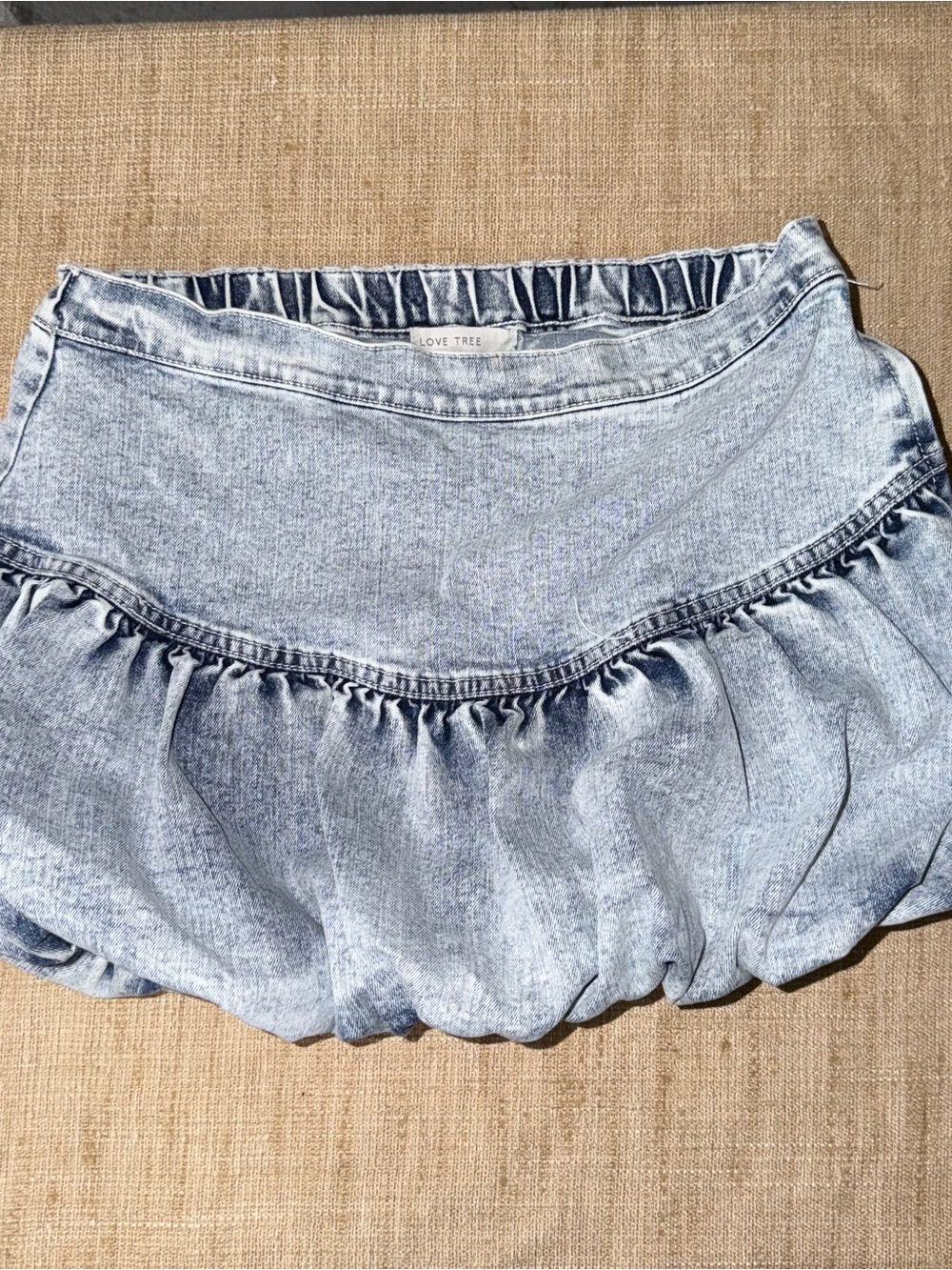 Love Tree Light Blue Bubble Denim Skirt